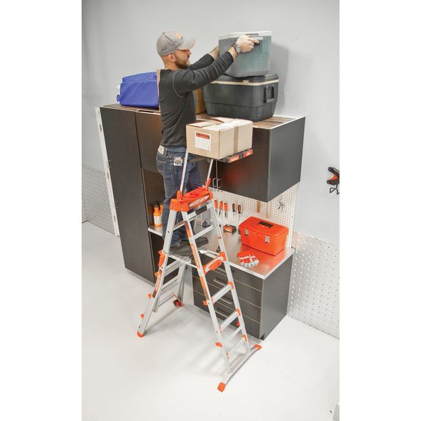 Adjustable Stepladder, Aluminum, 300 lb Load Capacity