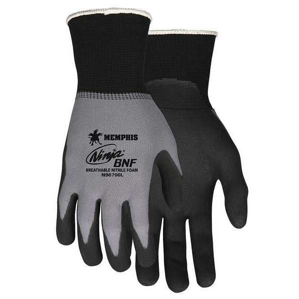 Foam Nitrile Coated Gloves, Palm Coverage, Black/Gray, XS, PR