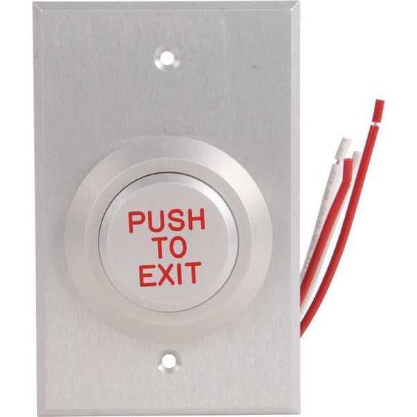 Push to Exit Button, 24VDC, Wt/Red Button