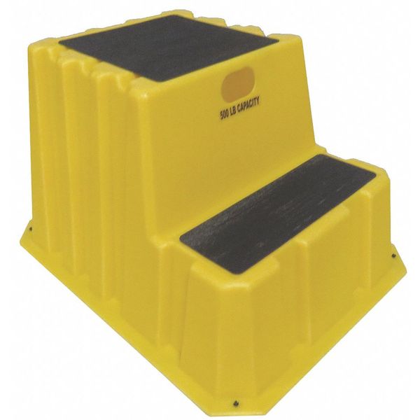 2 Steps, Polyethylene Step Stand, 500 lb. Load Capacity, Yellow