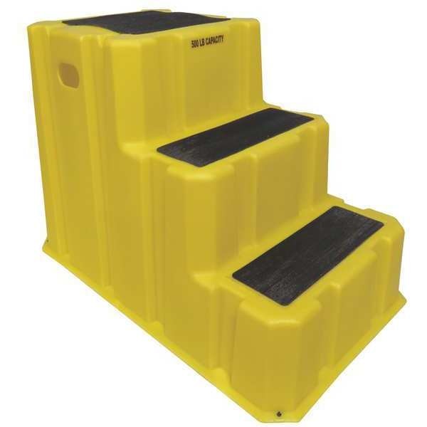 3 Steps, Polyethylene Step Stand, 500 lb. Load Capacity, Yellow