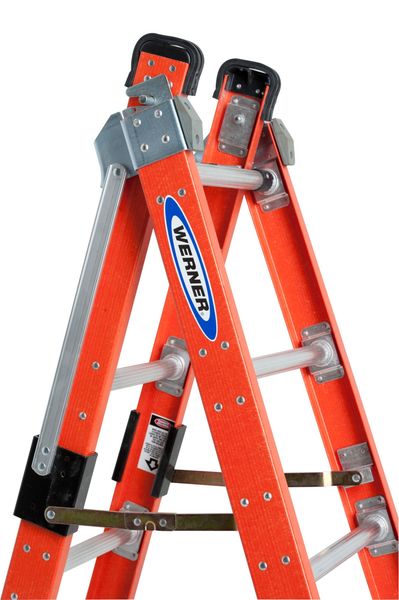 Multipurpose Ladder, Extension, Stepladder Configuration, 12 ft, Fiberglass