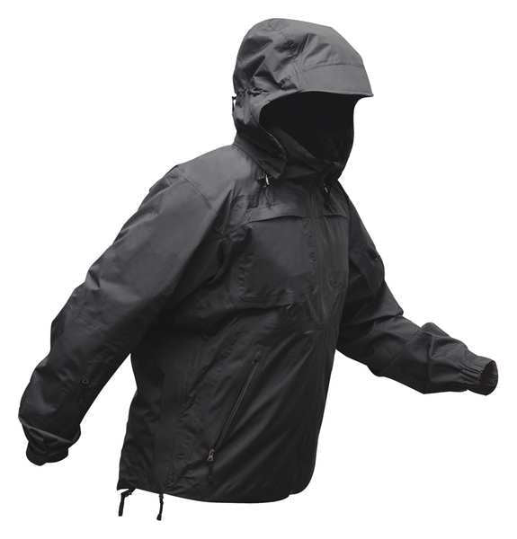 Black Polyester Rain Jacket size M