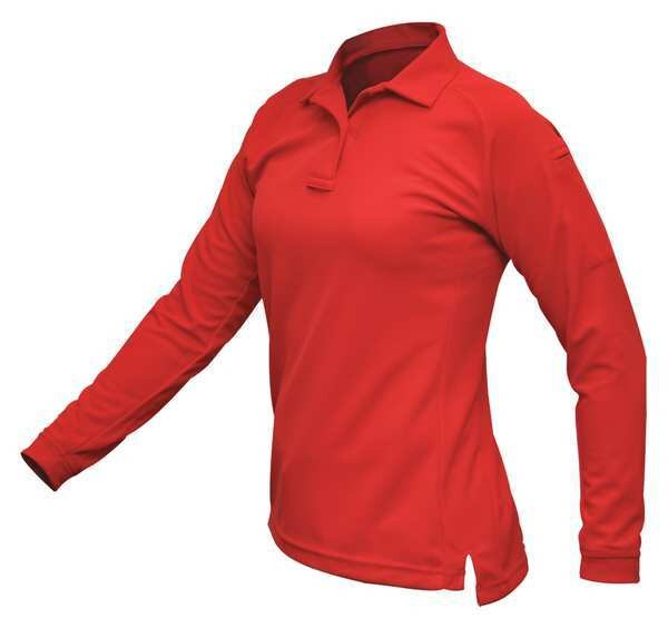 Womens Tactical Polo, Red, Long Sleeve, M