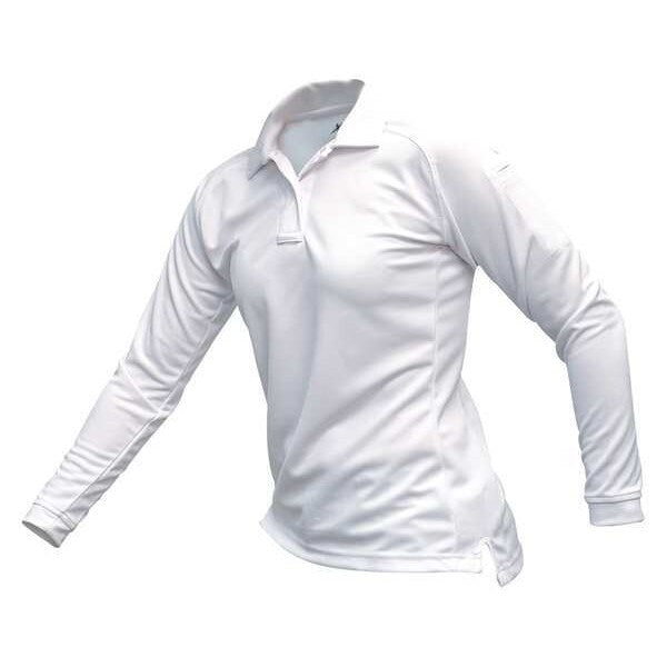 Womens Tactical Polo, White, Long Sleeve, M
