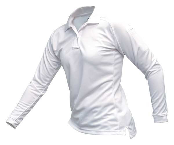 Womens Tactical Polo, White, Lng Sleeve, XS