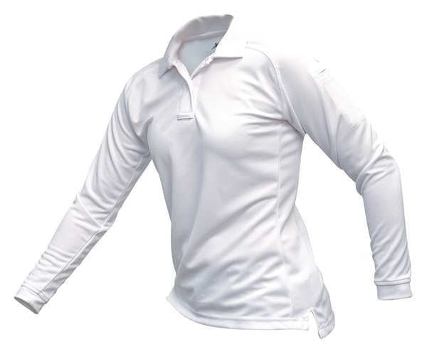 Womens Tactical Polo, White, Long Sleeve, L