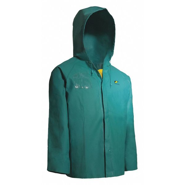 Chemtex Rain Jacket, Attchd Hood, Green, M