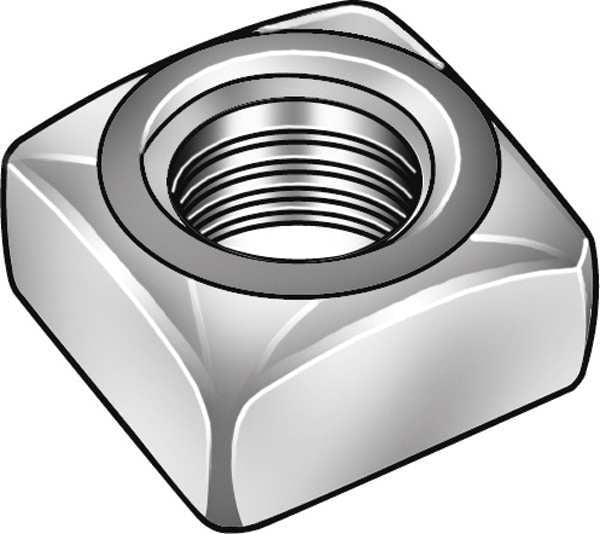 #10-24 Low Carbon Steel Zinc Plated Finish Square Nut - Regular, 100 pk.