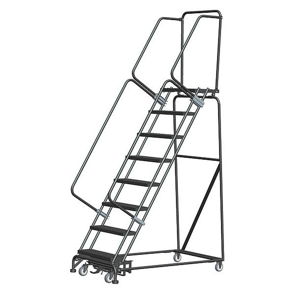 113 in H Steel Rolling Ladder, 8 Steps