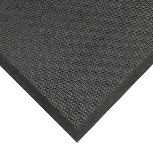 Antifatigue Mat, Black, 3 ft. L x 5 ft. W, Rubber, Textured Top Surface Pattern, 3/4