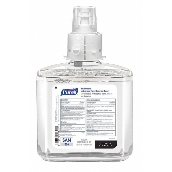 Hand Sanitizer, Foam, 1200mL Refill for ES6, Requires Dispenser, Dye-Free, Fruity Fragrance, 2 Pack