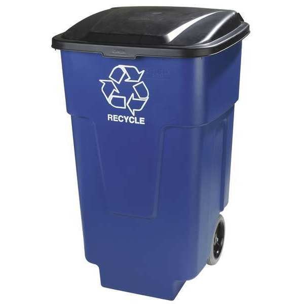 50 gal Square Recycling Bin, Open Top, Blue, Polyethylene (HDPE), 1 Openings