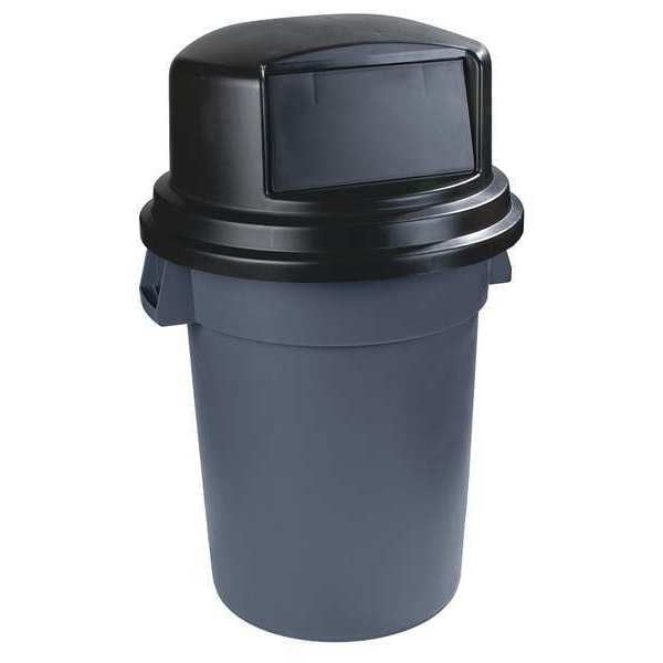 44-55 Gal Dome Top Trash Container Dome Lid With Hinged Door, Black, Polyethylene