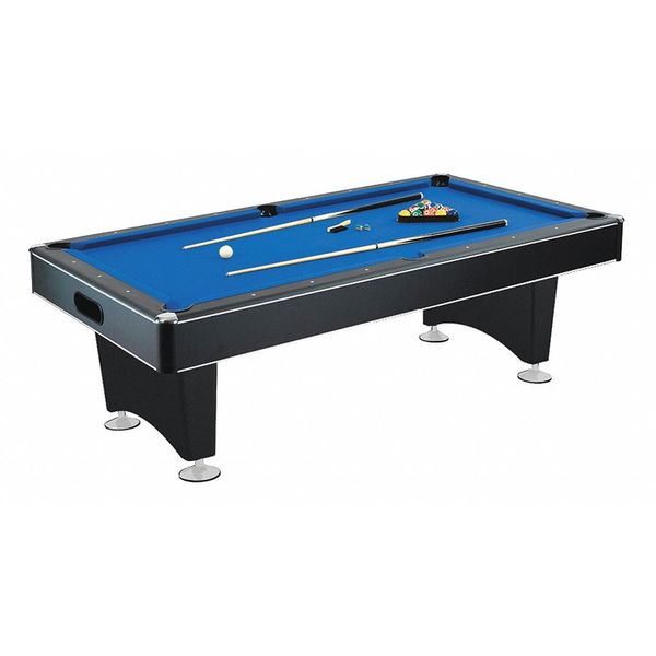 Hustler 8-Ft Pool Table w/ Blue Felt, Pool Cues and Chalk