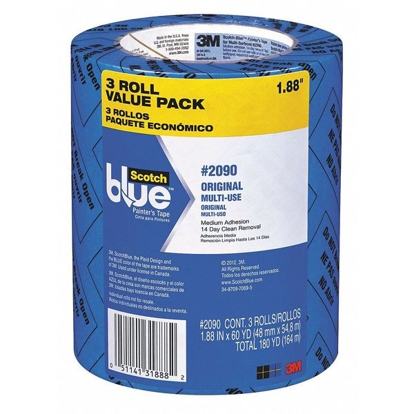 Painters Masking Tape, 2in., Blue, PK3