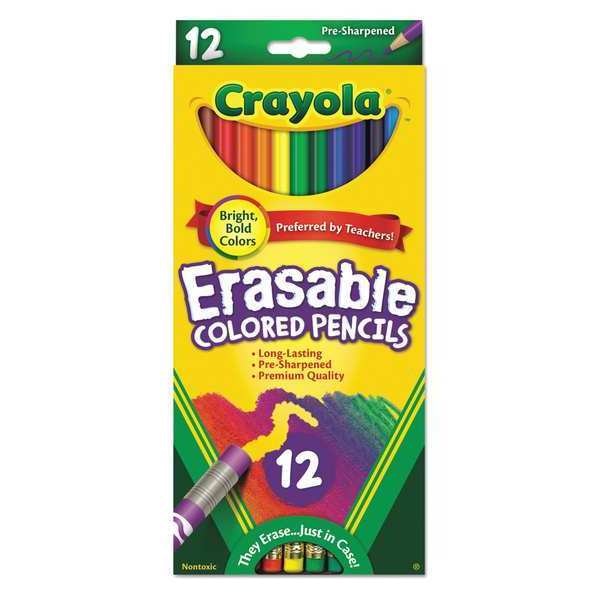 Color Pencil, Erasable, Assorted, PK12