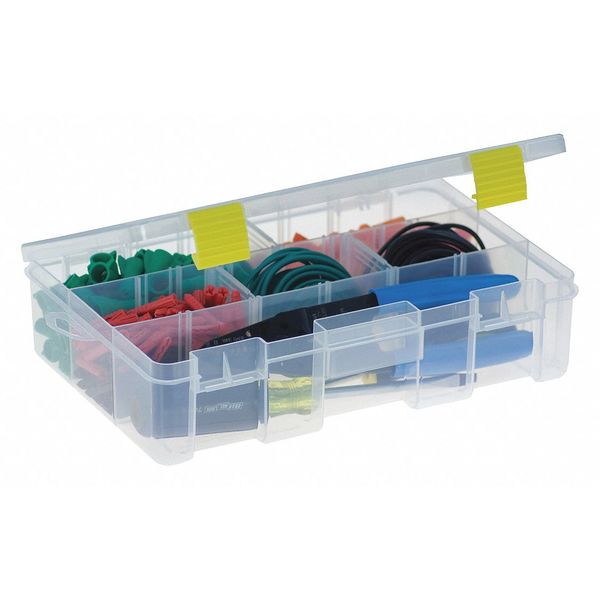 Adjustable Compartment Box with 4 to 9 compartments, Plastic, 2 3/4 in H x 7-1/4 in W