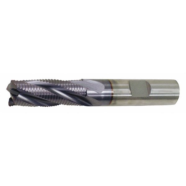 5-Flute Cobalt 8% Fine Square Single Roughing End Mill Cleveland RG6-TC TiCN 7/8x7/8x7/8x3-1/8