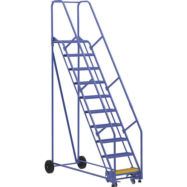 130 H Steel Warehouse Ladder, 58 deg Grip, 10 Step, 14