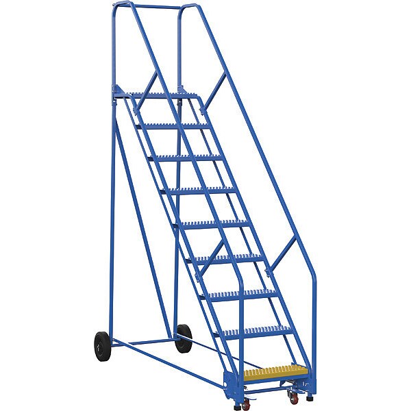 120 H Steel Warehouse Ladder, 50 deg. Grip, 9 Step, 14