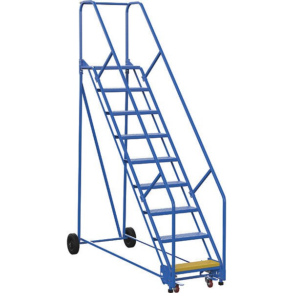 120 H Steel Warehouse Ladder, 50 deg. Perf, 9 Step, 14