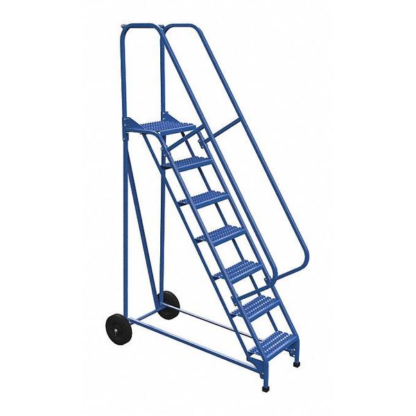 100 H Steel Roll A Fold Ladder, 58 deg., Grip, 7 Step, 7 in Steps