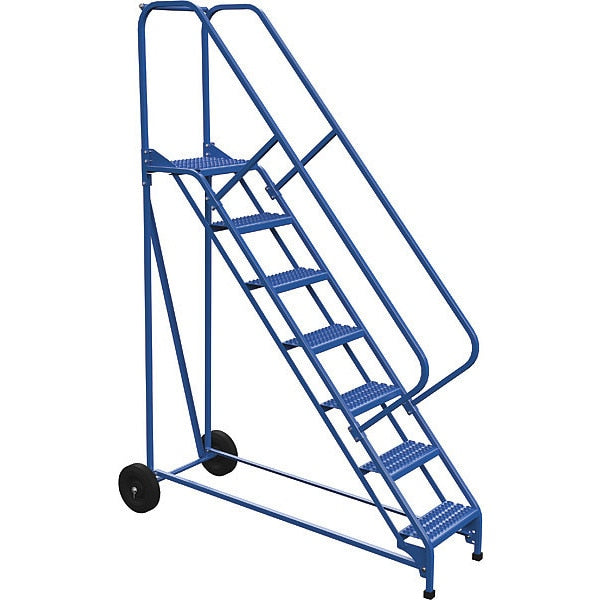 100 H Steel Roll A Fold Ladder, 50 deg., Grip, 7 Step, 7 in Steps