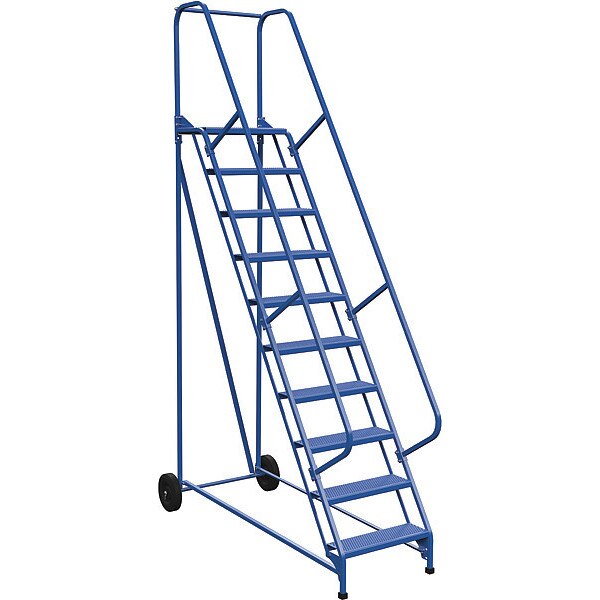 130 H Steel Roll A Fold Ladder, 58 deg., Perf, 10 Step, 10 in Steps