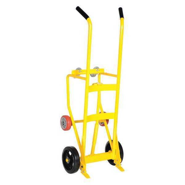 Yellow Drum Truck Cradle With Mold-on-Rubber Wheels 1000 lb Capacity