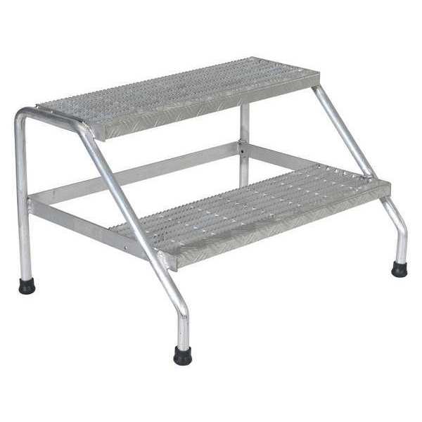 1 Step Wide Silver Aluminum Step Stand Welded 500 lb. Capacity
