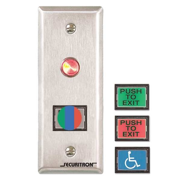 Push to Exit Button, DPST, Narrow Stile, 3A