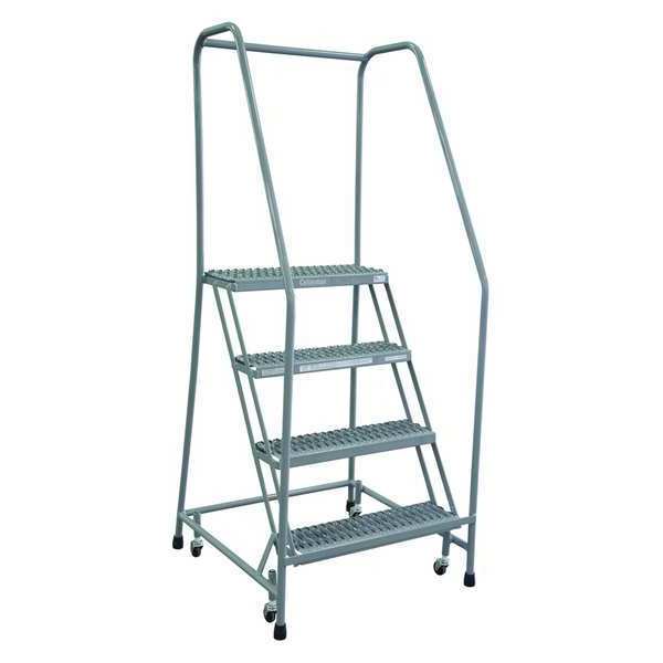 70 in H Stainless Steel Rolling Ladder, 4 Steps