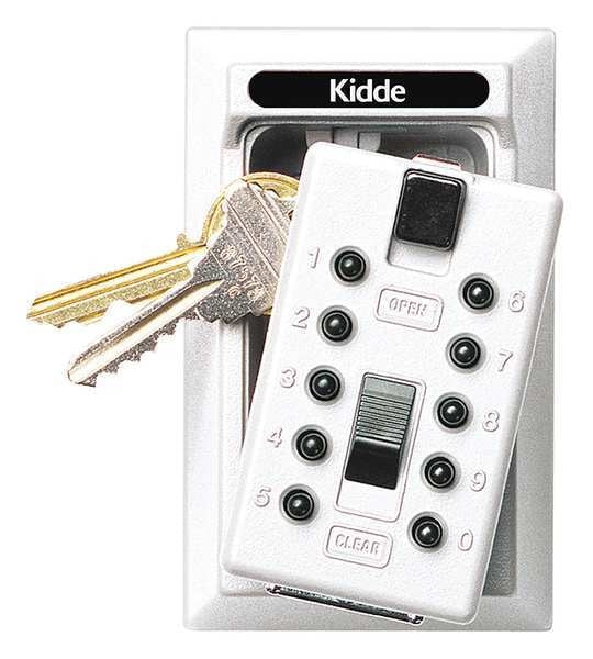 Lock Box, White, Surface, PushButton, 5 Keys