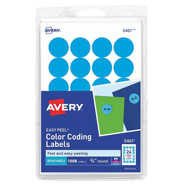 AveryÂ® Light Blue Removable Print or Write Color Coding Labels for Laser and Inkjet Printers 5461, 3/4