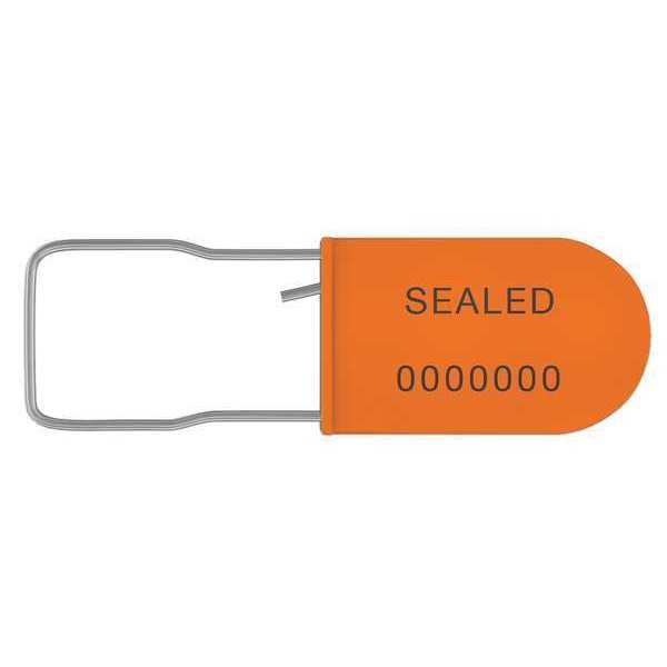 Padlock Seals, Orange, Plastic, PK50