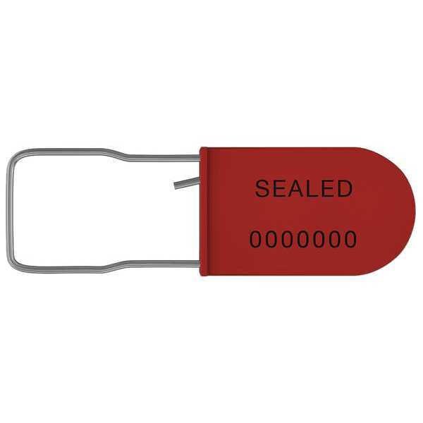 Padlock Seals, Red, Plastic, PK50