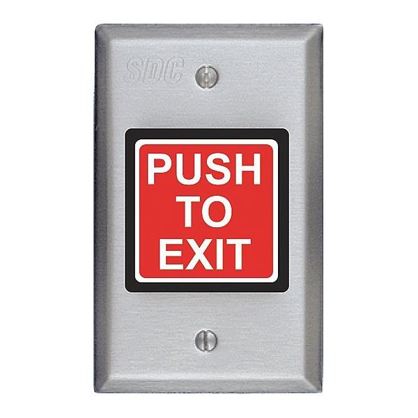 Push to Exit Button, 2-7/8 inW, DPDT Relay