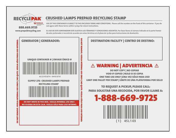 Crushed Lamps Prepaid Recycling Stamp
