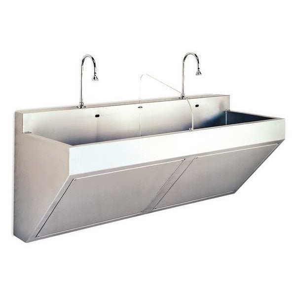 60 in W x 23 in L x 26 in H, Wall Mount, Compact Surgical Scrub Sink