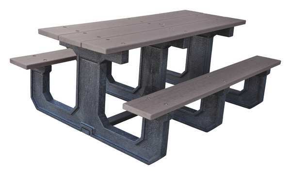 Picnic Table, Gray, 96 in. W, Rectangular