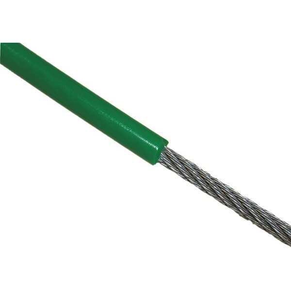 Cable, 250 ft, Green Vinyl, 1/16 in, 96 lb