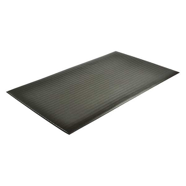 Antifatigue Runner, Black, 10 ft. L x 3 ft. W, PVC Closed Cell Foam, Corrugated Surface Pattern