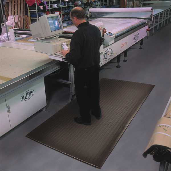 Antifatigue Runner, Black, 10 ft. L x 3 ft. W, PVC Closed Cell Foam, Corrugated Surface Pattern