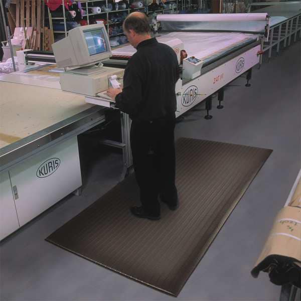 Antifatigue Mat, Black, 6 ft. L x 4 ft. W, PVC Closed Cell Foam, Corrugated Surface Pattern