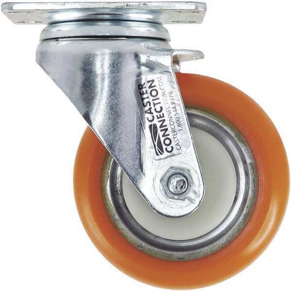 Swivel Plate Caster, Polyurethane, 400 lb.