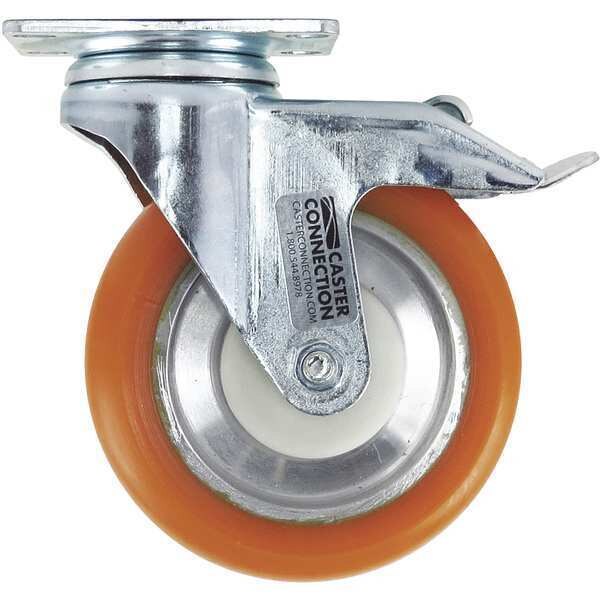 Swivel Plate Caster, Polyurethane, 450 lb.