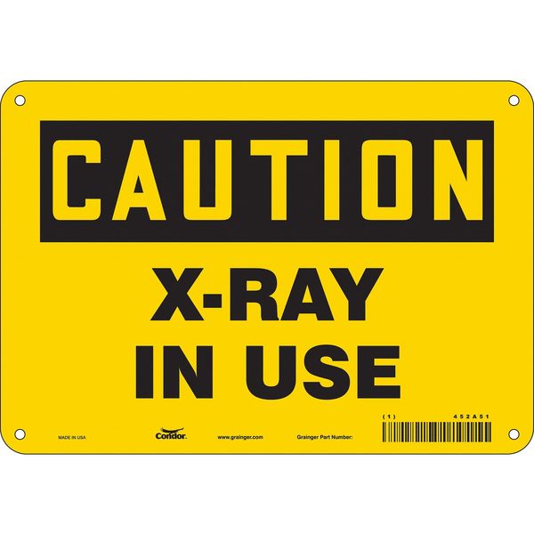 Radiation Sign, 7 in H, 10 in W, Aluminum, Vertical Rectangle, 452A51