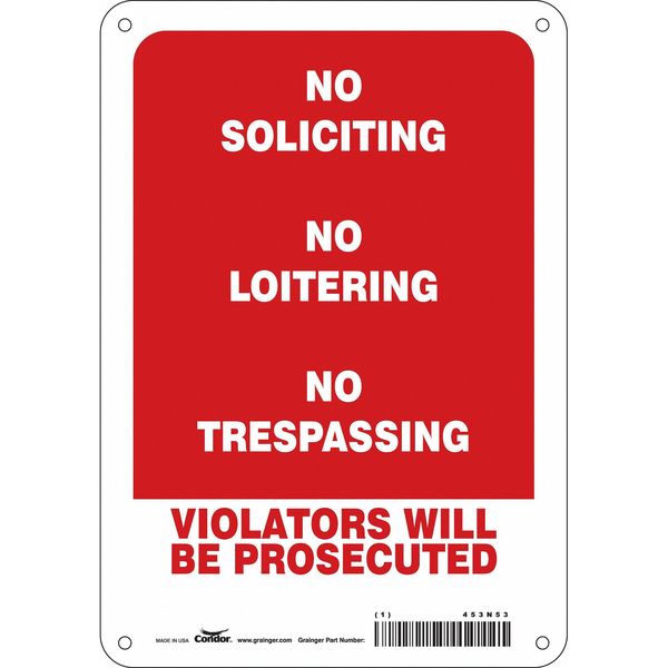 Security Sign, 10 in H, 7 in W, Aluminum, Horizontal Rectangle, English, 453N53