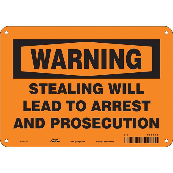 Security Sign, 7 in H, 10 in W, Aluminum, Vertical Rectangle, English, 453R72